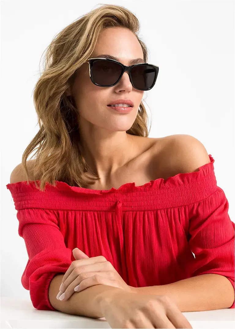 bonprix Modische Sonnenbrille mit goldfarbenen Details - schwarz - Damen Fabrikverkauf