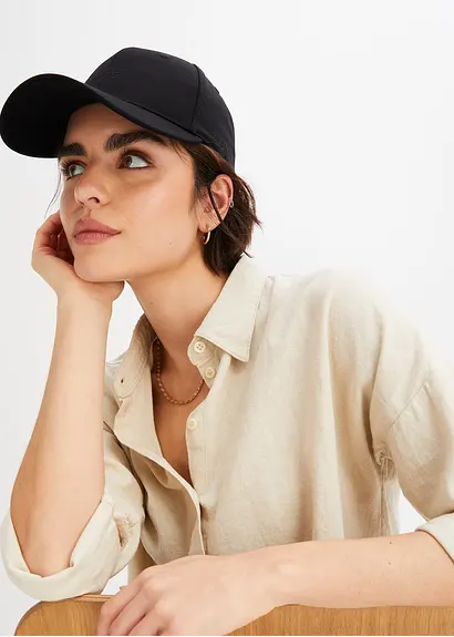 bonprix Sportliche Cap mit Bestickung - schwarz - Damen Fabrikpreis