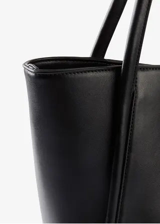 bonprix Modischer Shopper in Lederoptik - schwarz - Damen Black Friday