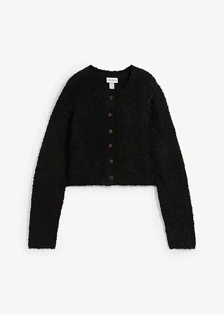 bonprix Lässige Strickjacke mit Knopfleiste kurz geschnitten - schwarz Neueste Mode