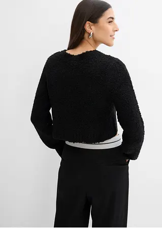 bonprix Lässige Strickjacke mit Knopfleiste kurz geschnitten - schwarz Neueste Mode