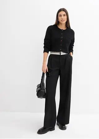 bonprix Lässige Strickjacke mit Knopfleiste kurz geschnitten - schwarz Neueste Mode