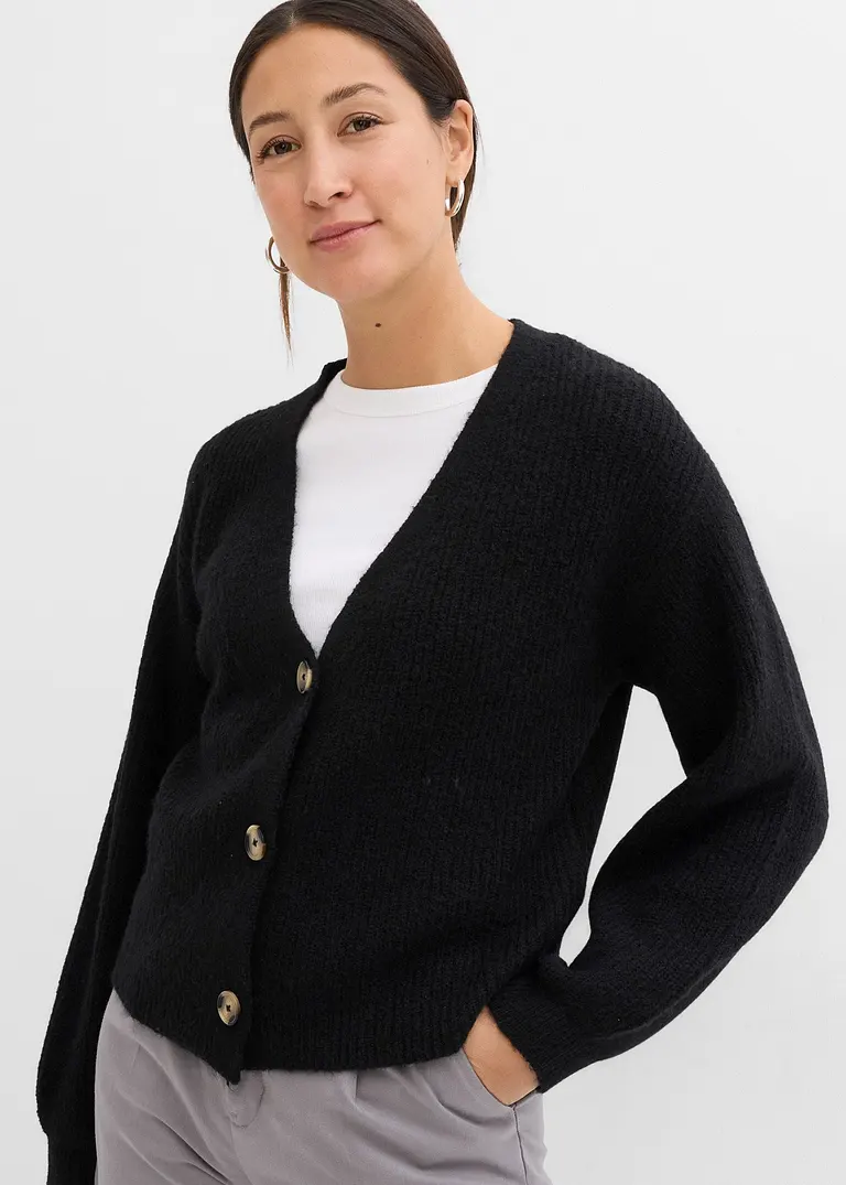 bonprix Verkürzte Strickjacke - schwarz - Damen Zeitlich begrenztes Angebot