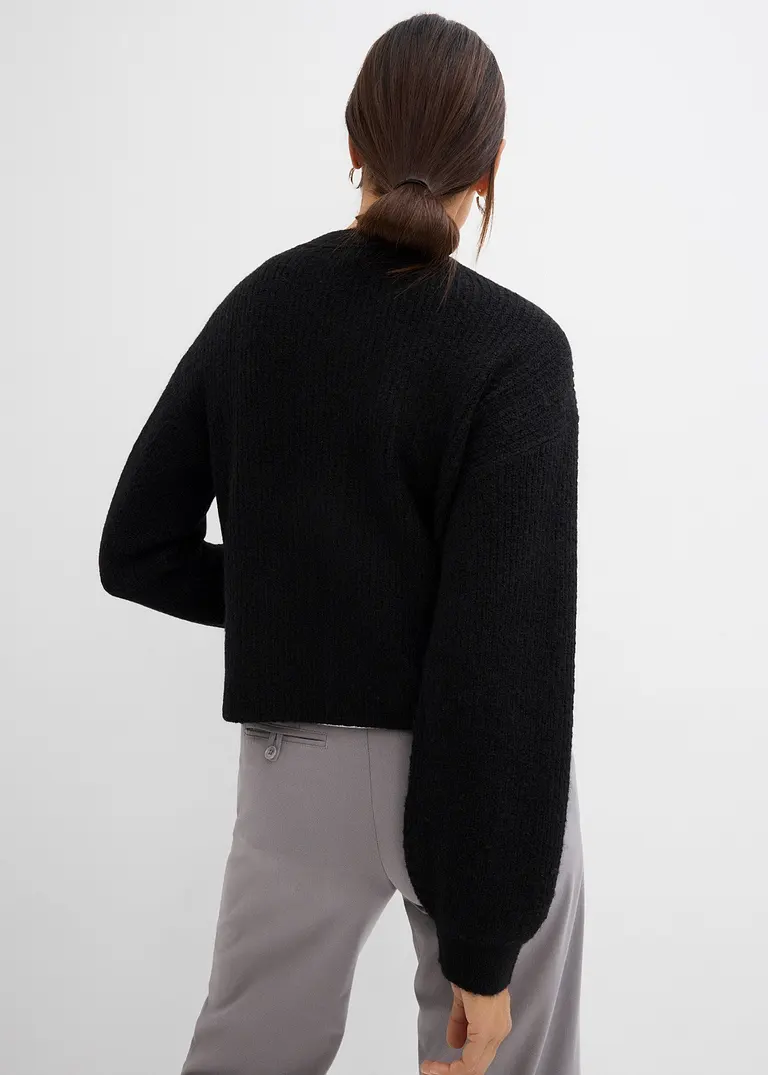 bonprix Verkürzte Strickjacke - schwarz - Damen Zeitlich begrenztes Angebot