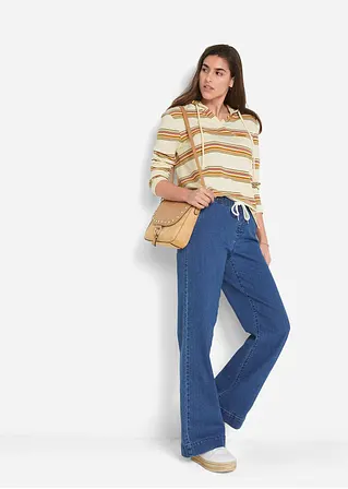bonprix Weite Schlupfjeans mit Stretch und einem Bindegürtel Räumungsverkauf