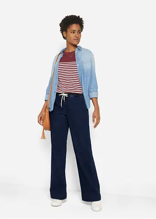 bonprix Weite Schlupfjeans mit Stretch und einem Bindegürtel Kauf eins, bekomm eins gratis