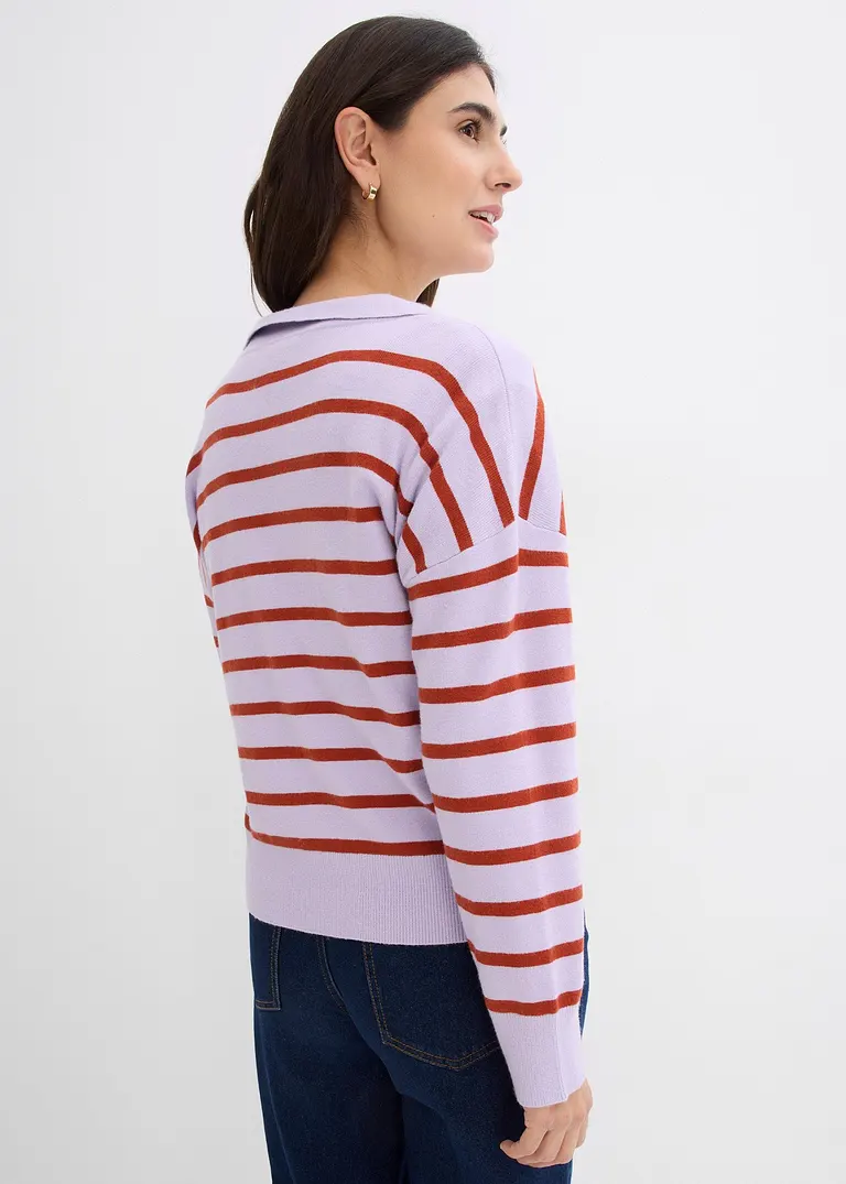 bonprix Pullover mit Kragen in Oversize-Form - lila - Damen Riesige Ersparnisse