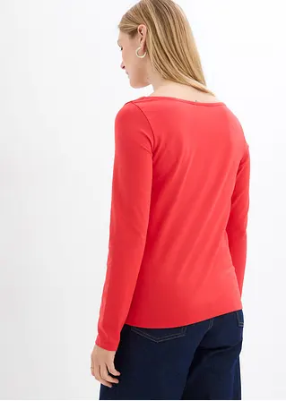 bonprix Langarm-Shirt mit modischem Ausschnitt - rot - Damen Bis zu 50% Rabatt