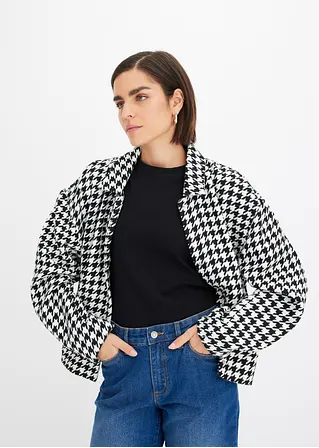 bonprix modische Jacke im Blouson-Stil mit Hahnentritt-Muster - schwarz Sonderangebot der Fabrik