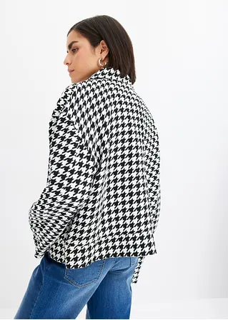 bonprix modische Jacke im Blouson-Stil mit Hahnentritt-Muster - schwarz Sonderangebot der Fabrik
