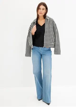 bonprix modische Jacke im Blouson-Stil mit Hahnentritt-Muster - schwarz Sonderangebot der Fabrik