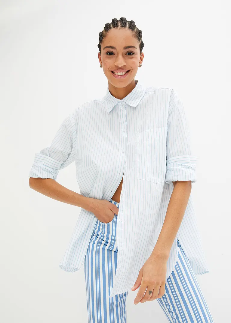bonprix Oversized Bluse aus einem Bio-Baumwollstoff mit Webstruktur Discount Store für neue Produkte