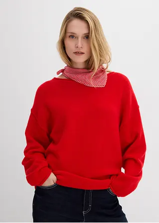 bonprix Lässiger Pullover mit weitem Ausschnitt - rot - Damen Riesige Rabatte