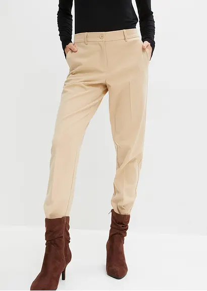 bonprix Elegante Hose mit Bügelfalte - beige - Damen 50% Rabatt mit kostenlosem Versand