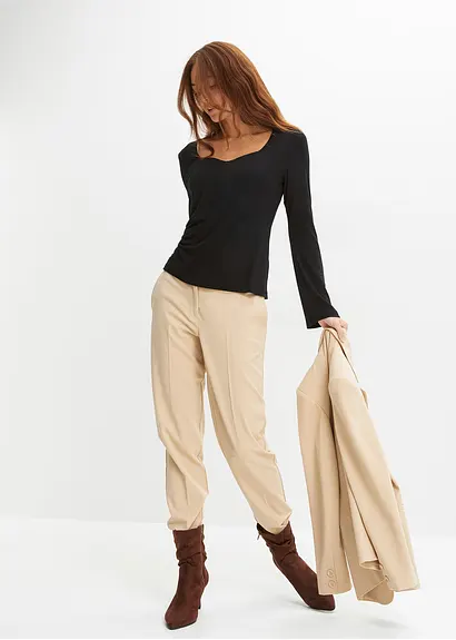 bonprix Elegante Hose mit Bügelfalte - beige - Damen 50% Rabatt mit kostenlosem Versand