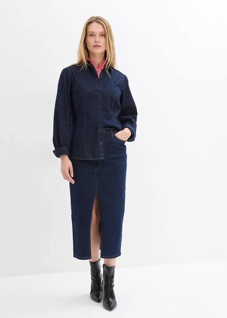 bonprix Jeans-Hemdbluse mit weiten Ärmeln - blau - Damen Begrenzt auf 3 Tage