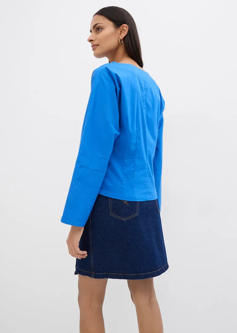 bonprix Popeline Bluse mit Wasserfall-Ausschnitt und seitlichem Reißverschluss zur Weitenregulierung 50% Rabatt für begrenzte Zeit