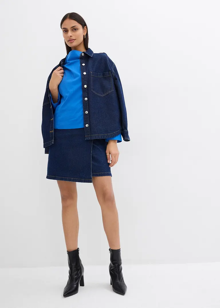 bonprix Popeline Bluse mit Wasserfall-Ausschnitt und seitlichem Reißverschluss zur Weitenregulierung 50% Rabatt für begrenzte Zeit