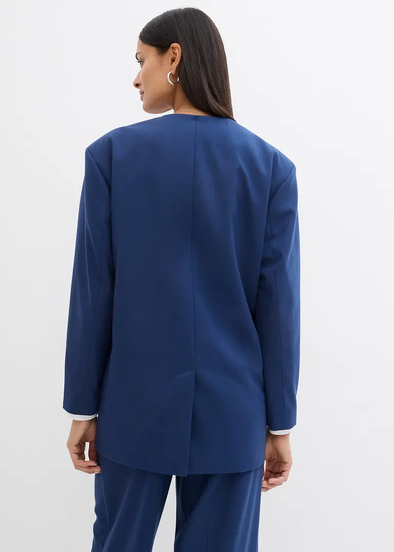 bonprix Oversize Blazer mit Taschen und Verschlussvarianten - blau Günstiger Verkauf