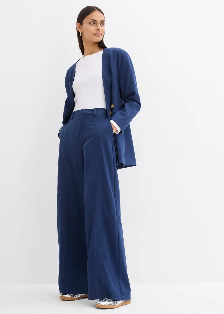 bonprix Oversize Blazer mit Taschen und Verschlussvarianten - blau Günstiger Verkauf