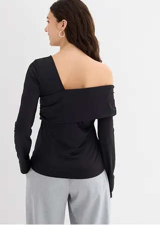bonprix Figurbetonendes Langarmshirt mir asymmetrischem Ausschnitt und Raffungen Limitierter Zeitrabatt