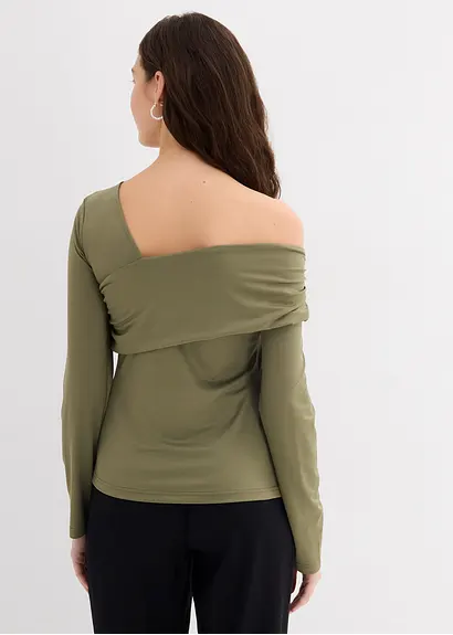 bonprix Figurbetonendes Langarmshirt mir asymmetrischem Ausschnitt und Raffungen Fabrik Onlineshop