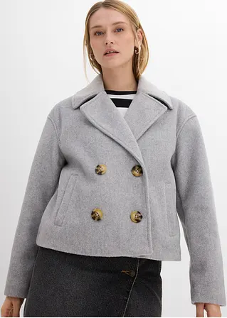 bonprix Kurze Cabanjacke mit breitem Revers - grau - Damen Fabrikpreis