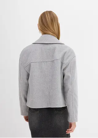 bonprix Kurze Cabanjacke mit breitem Revers - grau - Damen Fabrikpreis