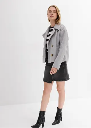 bonprix Kurze Cabanjacke mit breitem Revers - grau - Damen Fabrikpreis
