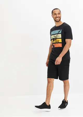 bonprix trendiges T-Shirt mit modernem Gitarren-Motiv vorne - schwarz Begrenztes Angebot