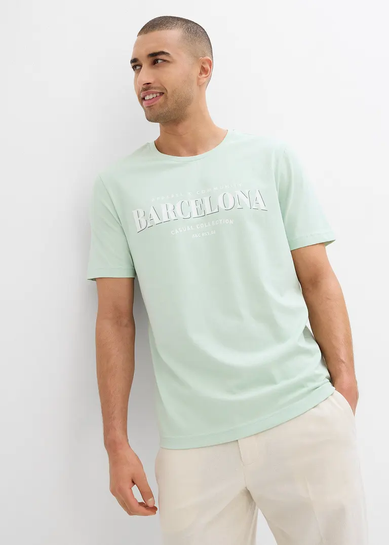 bonprix modernes T-Shirt mit Druck-Motiv vorne im Doppelpack Online Shopping