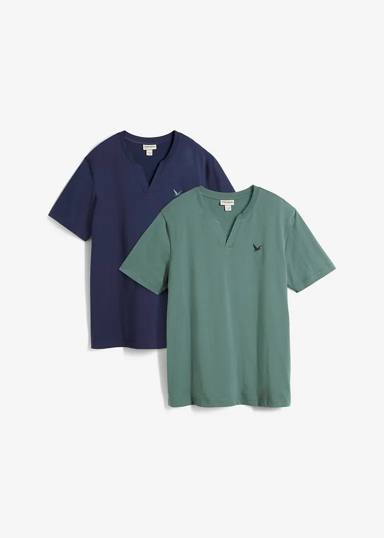 bonprix modernes T-Shirt mit V-Ausschnitt im Doppelpack Black Friday