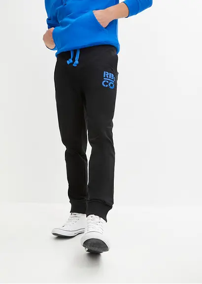 bonprix Lässige Sweathose mit modischem Print - schwarz Exklusive Angebote