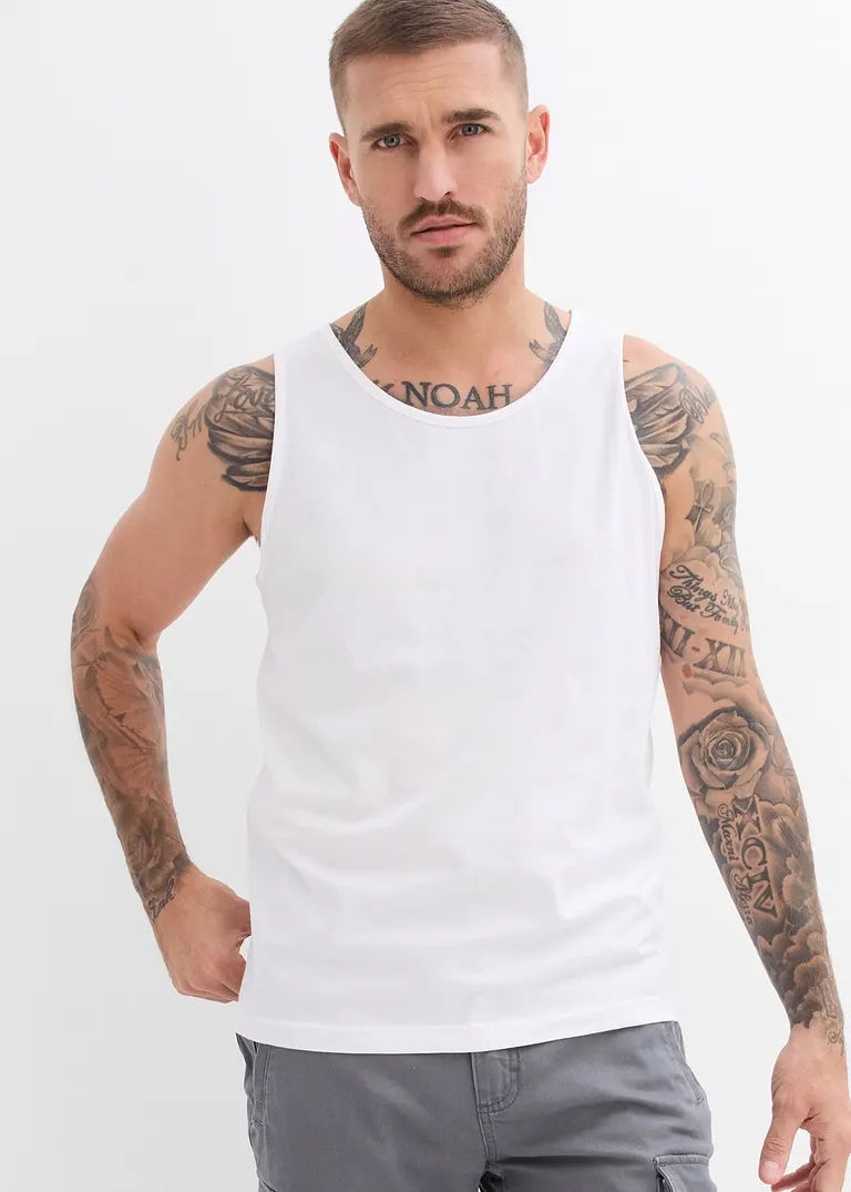 bonprix Basic Tanktops mit Rundhalsausschnitt lässt sich auch als Unterhemd tragen maschinenwaschbar Sonderangebote