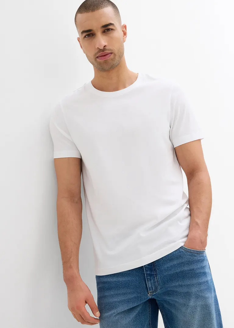 bonprix modernes T-Shirt im günstigen Doppelpack - weiß Riesige Ersparnisse