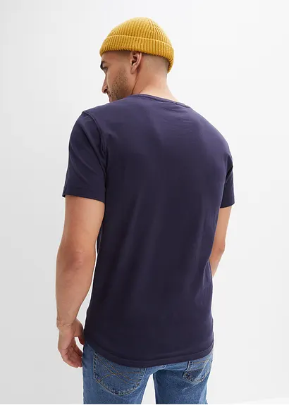 bonprix T-Shirt mit angesagtem Frontprint - blau - Herren VIP-Rabatte