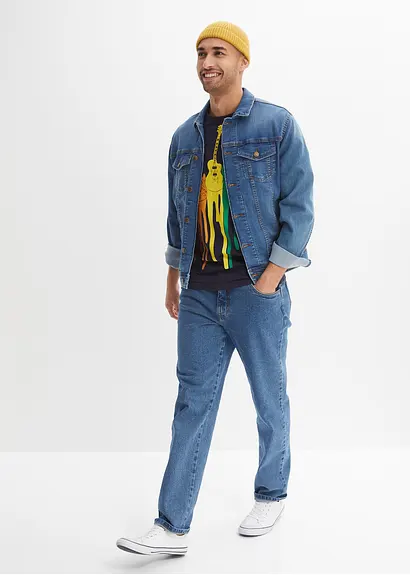 bonprix T-Shirt mit angesagtem Frontprint - blau - Herren VIP-Rabatte