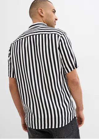 bonprix Modisches gestreiftes Kurzarmhemd in Regular Fit - schwarz Tiefpreis