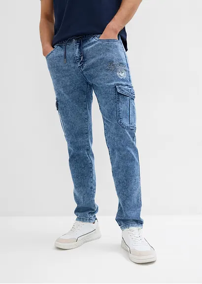 bonprix Modern geschnittene Sweat-Schlupfjeans mit Cargotaschen Wochenangebot
