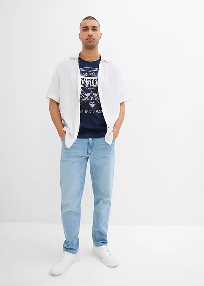 bonprix Kerniges T-Shirt aus reiner Baumwolle - blau - Herren Bis zu 65% Rabatt
