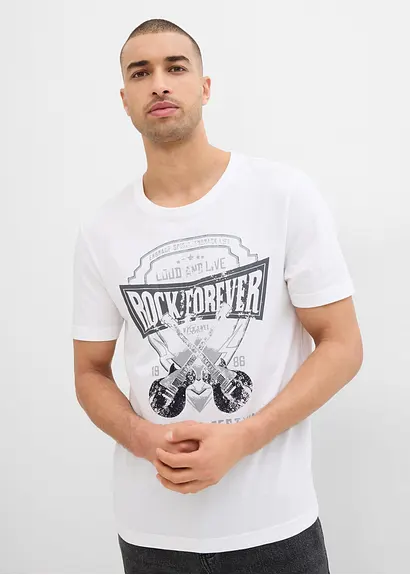 bonprix Kerniges T-Shirt aus reiner Baumwolle - weiß - Herren Nur für heute