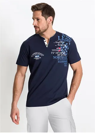 bonprix Bedrucktes T-Shirt mit Verzierungen - blau - Herren Clearance-Verkauf