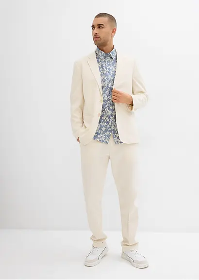 bonprix Leichtes Herren-Kurzarmhemd mit floralem Print - blau Speichern exportieren