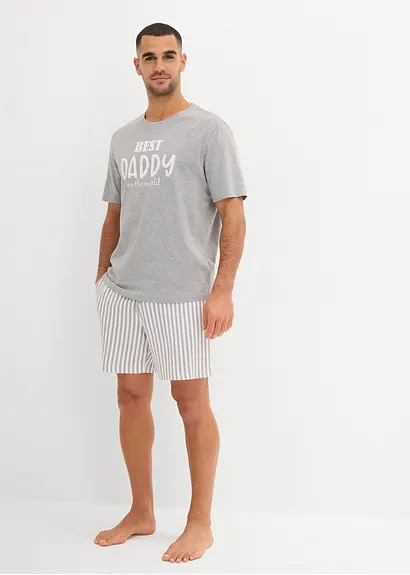 bonprix Gemütlicher Shorty mit Streifen - grau meliert/weiß gestreift zollfrei