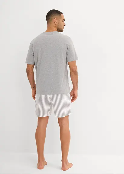 bonprix Gemütlicher Shorty mit Streifen - grau meliert/weiß gestreift zollfrei