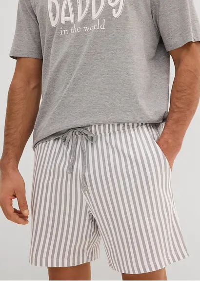 bonprix Gemütlicher Shorty mit Streifen - grau meliert/weiß gestreift zollfrei