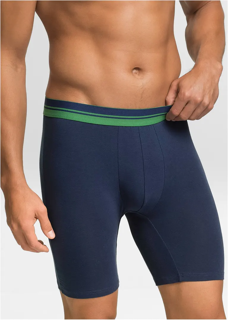 bonprix Bequeme Boxershorts in figurnaher Passform mit langem Bein und einem gestreiftem elastischen Bund Blitzangebot