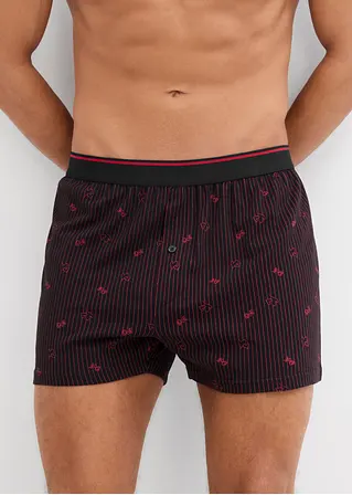 bonprix Lockere Jersey Boxershorts im 3er Pack - schwarz/rot VIP-Rabatte