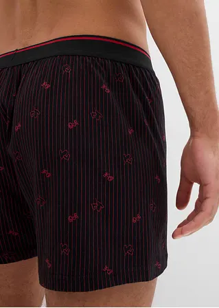 bonprix Lockere Jersey Boxershorts im 3er Pack - schwarz/rot VIP-Rabatte