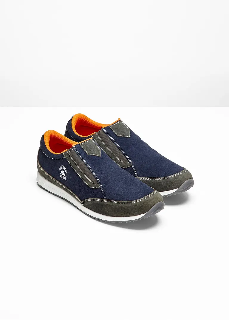 bonprix Stylisher Lederslipper mit Elastikeinsatz am Spann - blau Bis zu 65% Rabatt